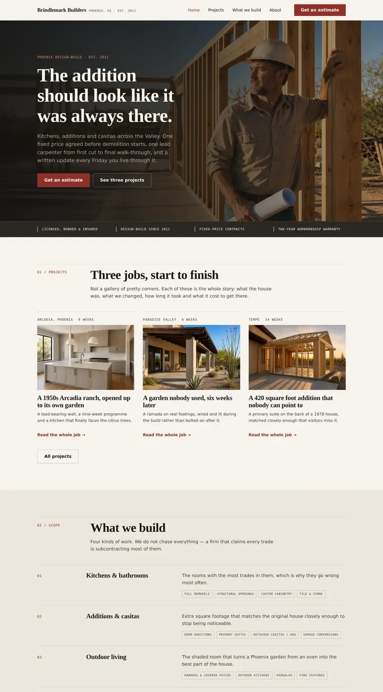 Brindlemark Builders — Design–build · Phoenix, AZ — a website built by TrueBuilt